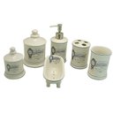 Ver imagem 1 de Kit Banheiro Decorativo Retro de Porcelana - 6 Pcs