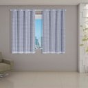 Ver imagem 1 de Cortina Daily Varão 2m Blackout Cinza PVC com Voil Xadrez 2,80MX1,60m Sala Quarto Branco