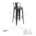 Ver imagem 4 de Banqueta alta Iron Tolix com encosto - Assento de madeira marrom - Preto
