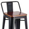 Banqueta alta Iron Tolix com encosto - Assento de madeira marrom - Preto - 2