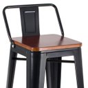 Ver imagem 2 de Banqueta alta Iron Tolix com encosto - Assento de madeira marrom - Preto