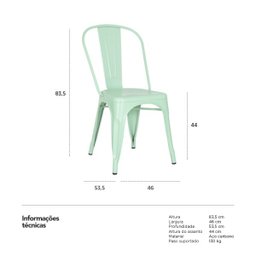 Cadeira Iron Tolix - Industrial - Aço - Vintage - Verde Pastel - 7
