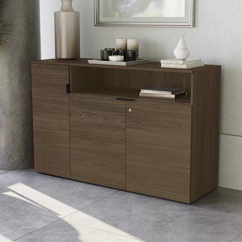 Armário para Escritório com Chave 3 Portas Office Marrom