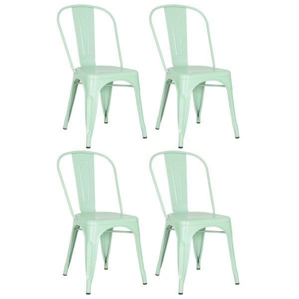 Kit 4 Cadeiras Iron Tolix - Industrial - Aço - Vintage - Verde Pastel