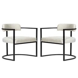 Kit 02 Poltronas Ohio Linho Bege Estrutura Preto - 2