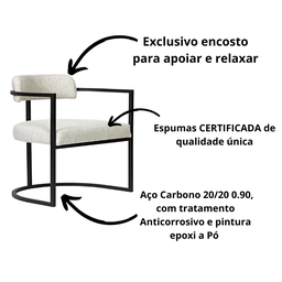 Kit 02 Poltronas Ohio Linho Bege Estrutura Preto - 6