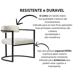 Kit 02 Poltronas Ohio Linho Bege Estrutura Preto - 5