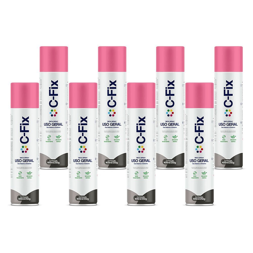 Kit 8 Tintas Spray Rosa Uso Geral Interno/xterno 400ml C-fix ...