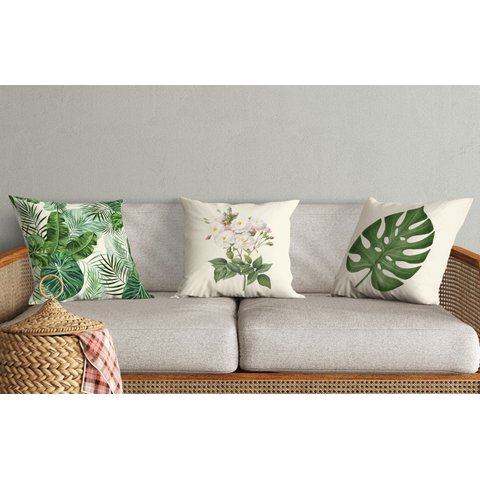 CAPA PARA ALMOFADA TRIO PRINT 3 PEÇAS:Costela de Adão