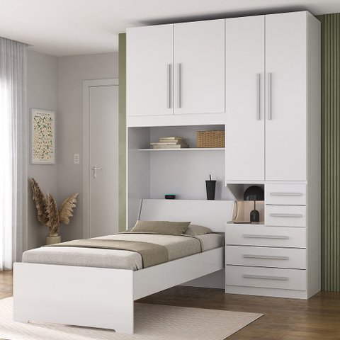 Dormitório de Solteiro sem Cama 1225s Direito Branco