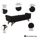 Ver imagem 4 de Puff Recamier Calçadeira 160cm Base Madeira Neville P02 Sintético Preto - Mpozenato