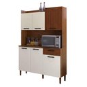 Ver imagem 2 de Kit Cozinha Ambiente Gênova 6 Portas Nogueira Off White Ripado - Kits Paraná