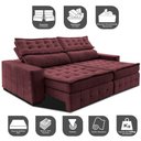 Ver imagem 3 de Sofá Retrátil e Reclinável 2,55m Cama inBox Big Puffer com SoftGel D40 Velupluma Vinho