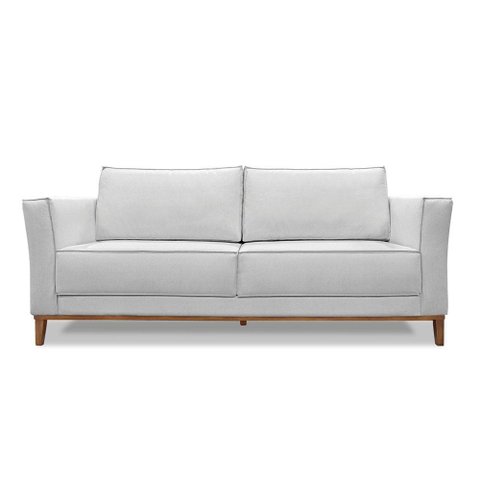 Sofá 3 Lugares Base de Madeira Grace 210 Cm Linho S04 - D'Rossi Cor Grigio