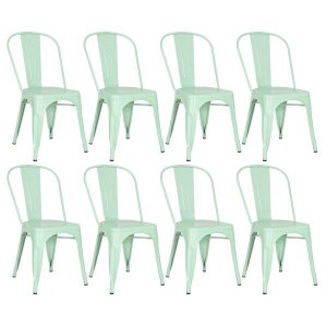 Kit 8 Cadeiras Iron Tolix - Industrial - Aço - Vintage - Verde Pastel
