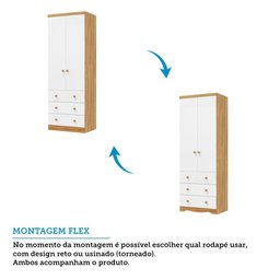 Guarda Roupa Infantil 2 Portas 3 Gavetas 100% Mdf Smim New Móveis Peroba Branco Brilho/amêndoa - 5