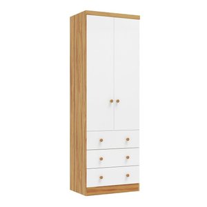 Guarda Roupa Infantil 2 Portas 3 Gavetas 100% Mdf Smim New Móveis Peroba Branco Brilho/amêndoa