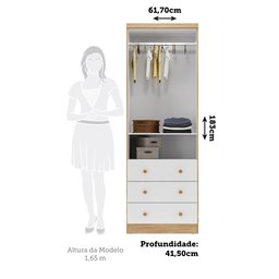 Guarda Roupa Infantil 2 Portas 3 Gavetas 100% Mdf Smim New Móveis Peroba Branco Brilho/amêndoa - 3