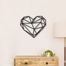 Quadro Escultura de Parede Coração Poligonal Minimalista Sala Quarto Preto Premium 60x51cm - 1