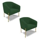 Ver imagem 1 de Cadeira Sala de Jantar Pé de Ferro Dourado Kit 2 Stella Veludo D03 - D'Rossi Cor Verde