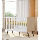 Ver imagem 3 de Berço Mini Cama Americano Retro Carvalho Toq/Branco - Qmovi