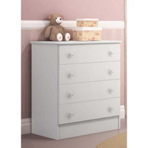Cômoda Infantil 4 Gavetas Doce Sonho Branco - Qmovi