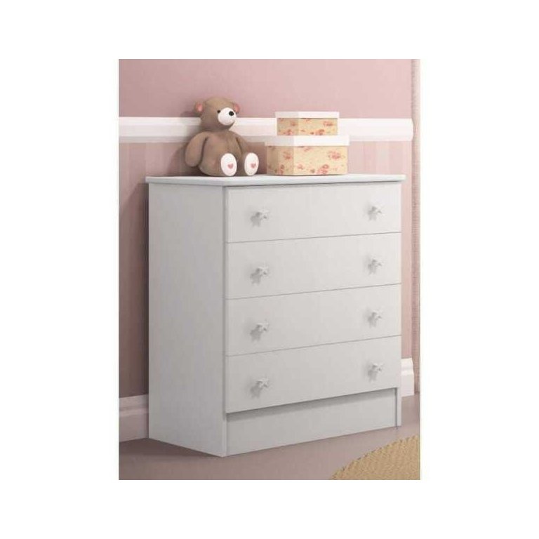 Cômoda Infantil 4 Gavetas Doce Sonho Branco - Qmovi