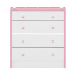 Cômoda Infantil Trocador 04 Gavetas Doce Sonho Branco Rosa 252310 Qmovi - 2
