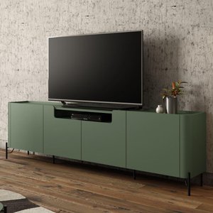 Rack com 4 Portas Lisas 220cm para Sala 100% Mdf Pés Metal