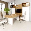 Ver imagem 1 de Mesa Reunião 270cm x 110cm Pé Painel com 2 Caixas para Tomadas F5 Office Cor:Macadâmia com Branco