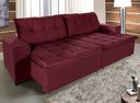 Ver imagem 1 de Sofá Retrátil e Reclinável 2,10m Suede Austrália Vermelho