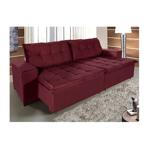 Sofá Retrátil e Reclinável 2,10m Suede Austrália Vermelho