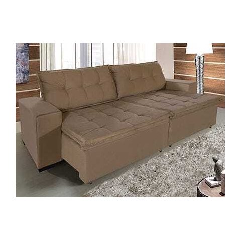 Sofá Retrátil e Reclinável 2,10m Suede Austrália Marrom Castor
