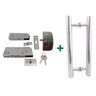 Kit ferragens para porta de vidro blindex pivotante + puxador tubular redondo 40x30cm - Cromado - 1