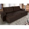 Sofá Retrátil e Reclinável 2,30m Suede Austrália Marrom Café - 1