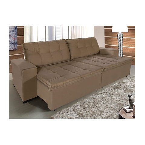 Sofá Retrátil e Reclinável 2,30m Suede Austrália Marrom Castor