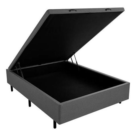 Box Baú de Casal em Eucalipto Revestido em Linho 1,38 X 1,88