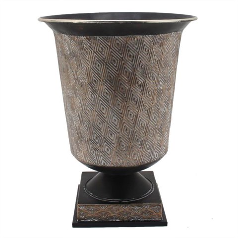 Vaso Decorativo de Chão Rústico Metal Bronze e Preto 58cm Cr0134 Btc