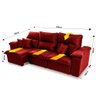 Sofá Retrátil Reclinável Trento 2,30m Suede Velut Vermelho c/ Molas no Assento - King House - 3