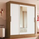 Ver imagem 1 de Guarda-roupa Casal Londes 3 Portas 2 Gavetas com Espelho 100% Mdf Off White/nogueira - Doripel Móvei