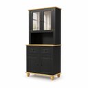 Ver imagem 2 de Kit Cozinha 4 Portas 2 Gavetas Retrô MDF Pés em Madeira Maciça 91,5cm Joy Yescasa Preto/Natural