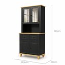 Ver imagem 3 de Kit Cozinha 4 Portas 2 Gavetas Retrô MDF Pés em Madeira Maciça 91,5cm Joy Yescasa Preto/Natural