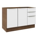Ver imagem 1 de Balcão Gabinete 120 Cm 2 Portas 3 Gavetas Rustic/Branco