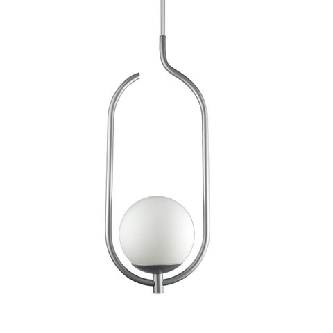 Lustre Pendente On Clip - Prata com Globo de Vidro Branco - 4125-15-br