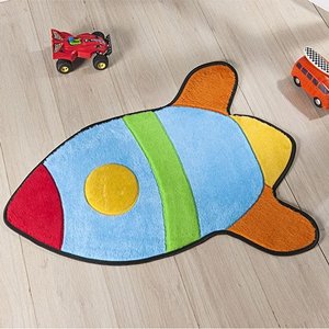 Tapete Guga Tapetes Formato Foguete 76x63cm Azul Turquesa