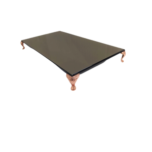 Bandeja em Espelho Bronze12x22cm com Pés Metálicos Rosé Gold