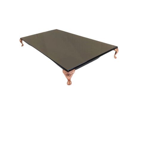 Bandeja em Espelho Bronze12x22cm com Pés Metálicos Rosé Gold