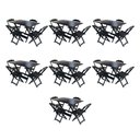 Ver imagem 1 de Kit 7 Conjuntos De Mesa Dobravel Com 4 Cadeiras De Madeira 120X70 Para Restaurante E Bar - Preto