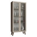 Ver imagem 2 de Cristaleira 70 cm 2 Portas de Vidro com Pés Trapézio Rustic/Crema/Rustic Vik Madesa