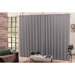 Cortina Voil Cinza com Forro Blackout Tecido 4,00x2,30 Corta Luz - 1 Cortina Voil Cinza com Forro Blackout Tecido 4,00x2,30 Corta Luz - 1